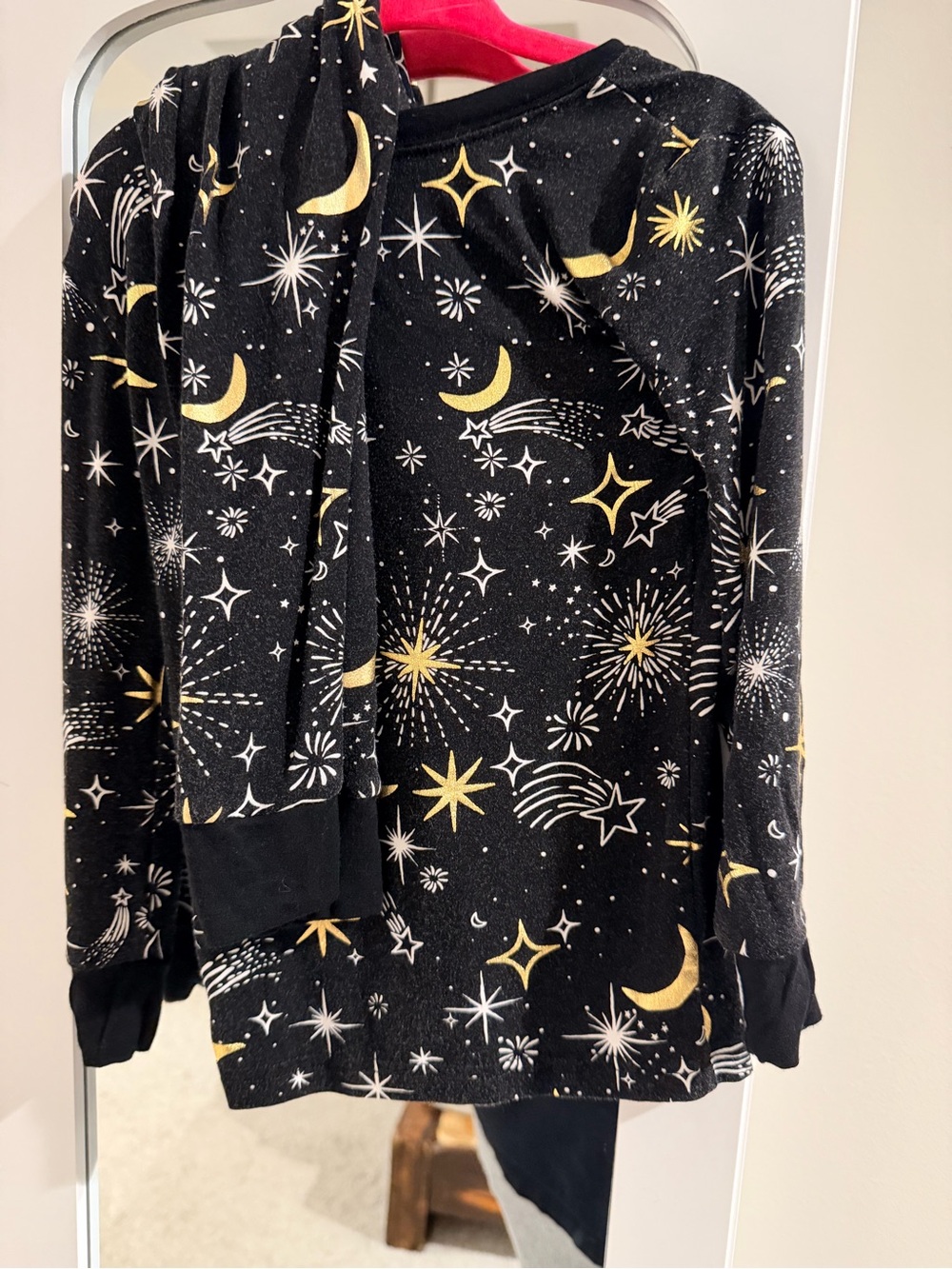 Little sleepies  Black Star & Moon long sleeve Pajama Set - Gold & White Print